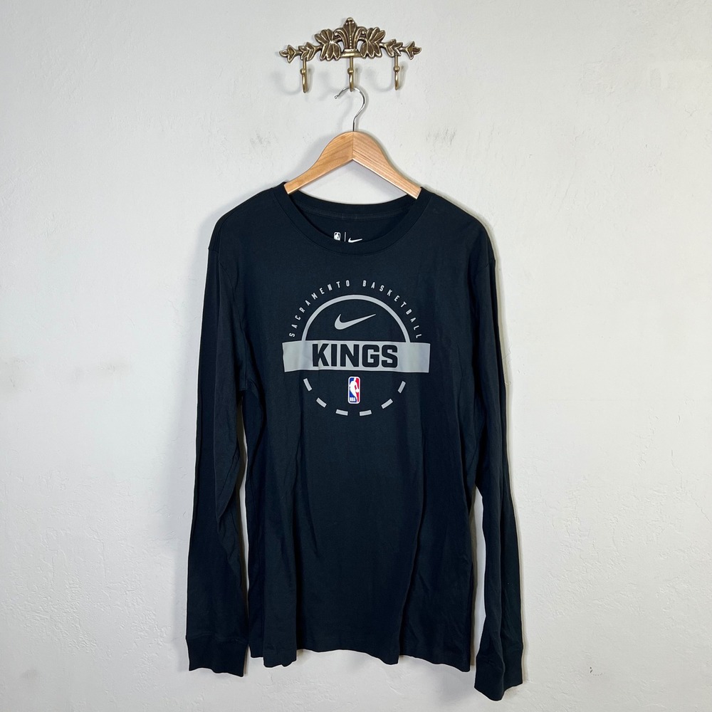 Nike T-Shirt NBA Sacramento Kings Practice LST Men Large Black Long Sleeve NWT